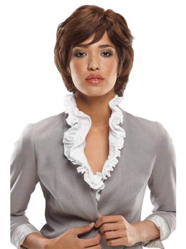 10" Auburn Durable Human Hair Wavy Wigs