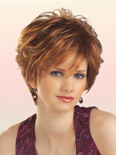 Fashion Wavy Capless Auburn Short Wig