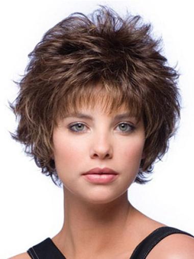 Top Brown Layered Wigs Short Wavy
