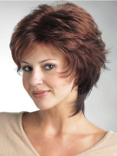 Durable 12 Inches Short Straight Auburn Classic Monofilament Wigs