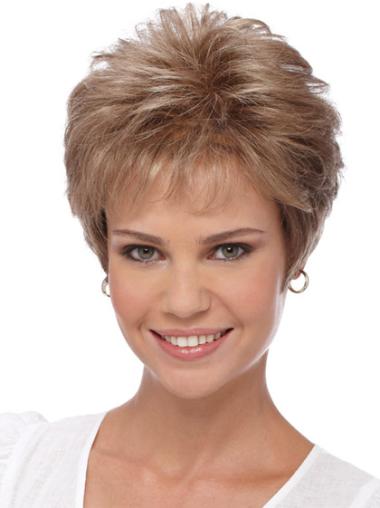 Cheapest Cropped Boycuts Capless Wigs For Elderly Woman