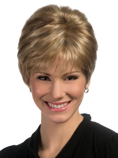 Synthetic Boycuts Blonde Best Wigs For Elderly