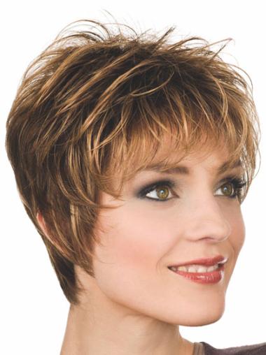 Cropped Synthetic 8 Inches Real Short Auburn Wigs