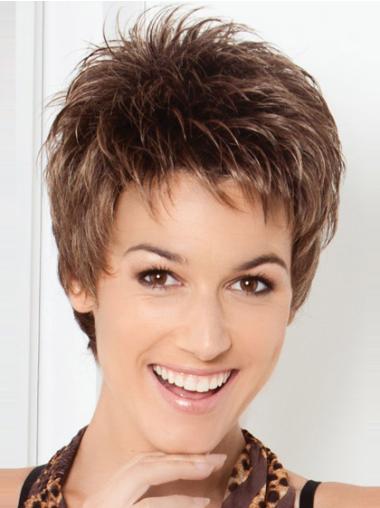 Synthetic Straight Boycuts Lace Front Wigs Short Cut