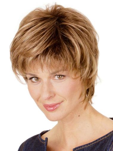 Synthetic Layered Blonde Popular Short Wigs For Elderly