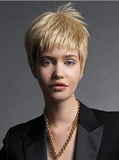 Straight Capless Boycuts Best Quality Human Hair Short Wig