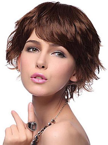 Convenient Synthetic Wavy Short Auburn Wig