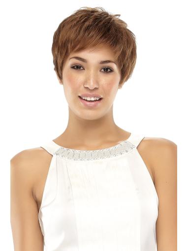 Idealwavy Cropped Brown Natural Looking Synthetic Lace Wigs