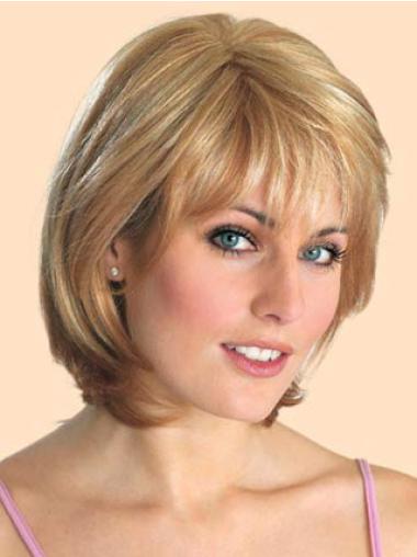 Suitable 10 Inches Straight Blonde Bob Lace Front Synthetic Wig