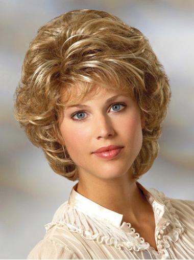 Curly Chin Length Blonde Classic Short Synthetic Hair Wigs