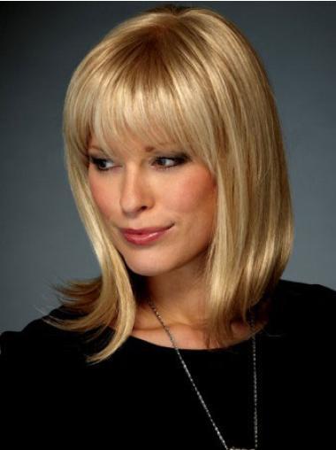 Lace Front Blonde Cheap Medium Length Synthetic Wig