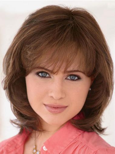 12 Inches Capless With Bangs Auburn Real Hair Mens Human Hair Wigs