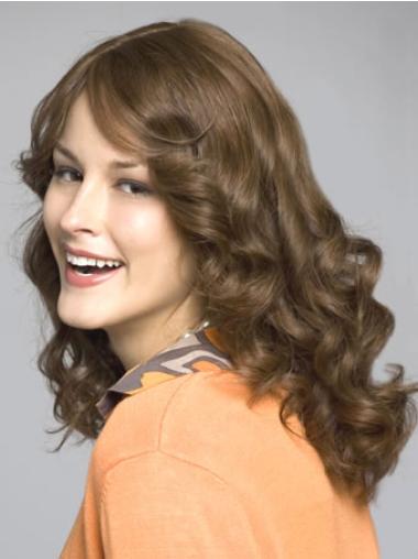 Long Brown Layered Wavy Sassy Inexpensive Lace Front Human Hair Wigs