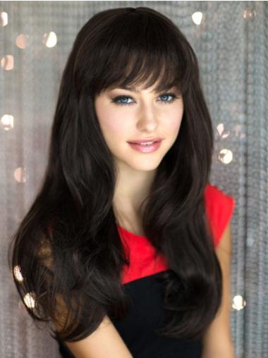 Black With Bangs Popular Straight Long Hair Wig