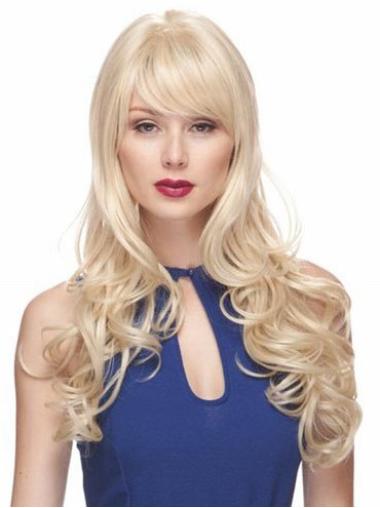 Blonde With Bangs Top Wavy Long Hair Wig