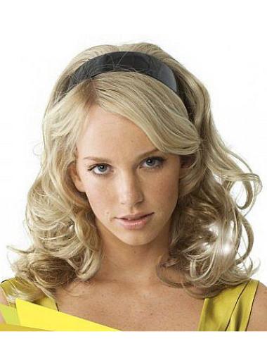 16 Inches Wavy Long Capless Half Wig Color Blonde