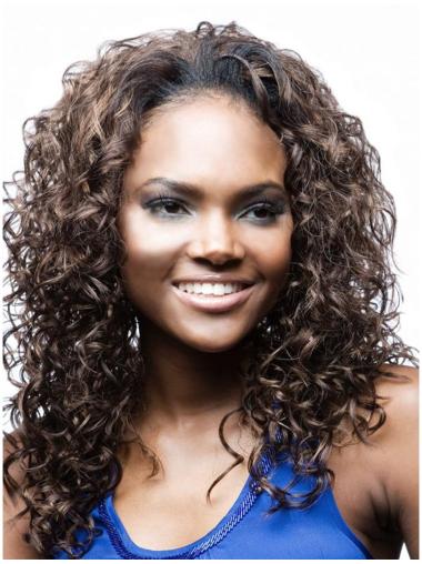 Long Brown Top Natural Looking Curly Wigs African American