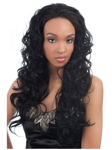 Capless Wavy Black Long Human Half Wigs On Sale