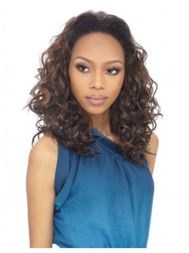 Brown Curly No-Fuss Human Half Wig
