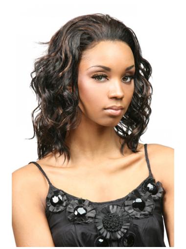 Indian Remy Hair Brown Curly Convenient Medium Half Wigs