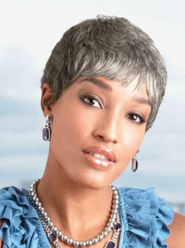 Synthetic Capless Straight Beautiful Grey Hair Wigs