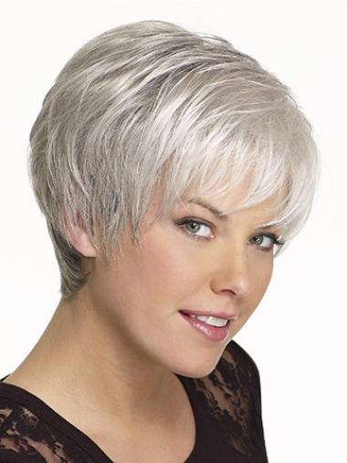 Exquisite Straight Synthetic Cheap Short Grey Wigs
