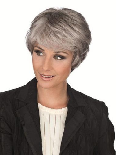 Fashionable Capless Straight Short Wigs With Grey