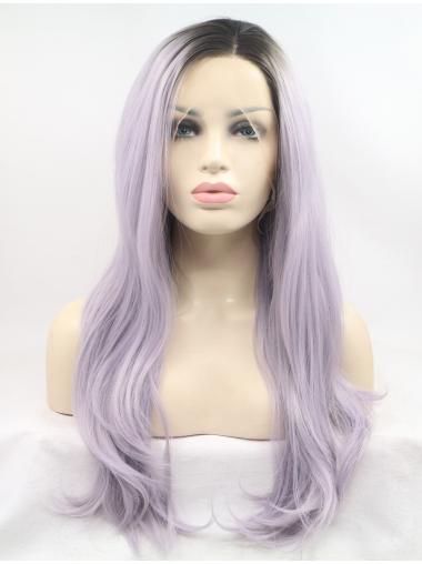 24 Inches Durable Without Bangs Wavy Colorful Lace Front Wigs