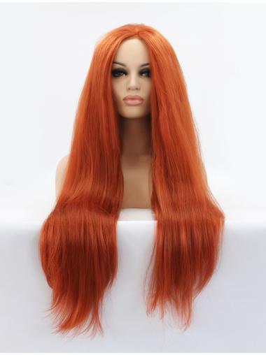 Auburn Long 32 Inches Colorful Lace Front Wig