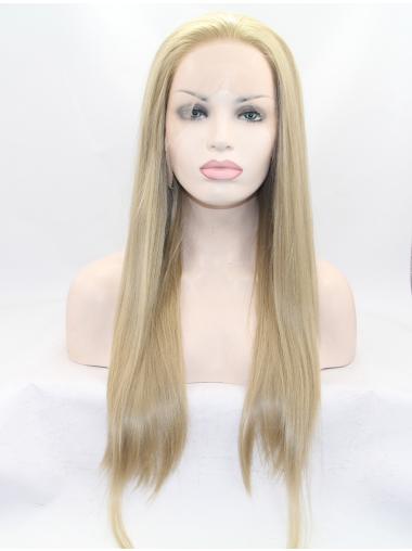 Long Synthetic 24 Inches Blonde Lace Front Wig