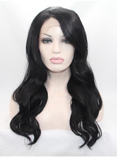 Black Long Synthetic Colorful Lace Front Wigs With Bangs