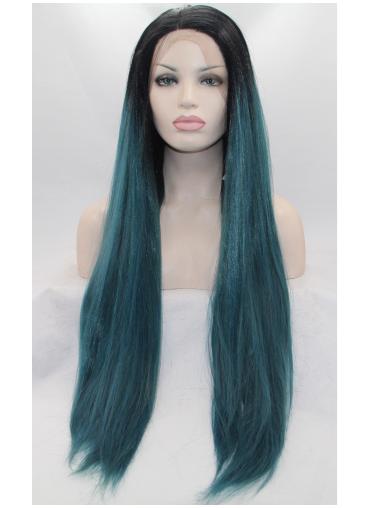 Straight Without Bangs Colorful Glueless Lace Front Wigs