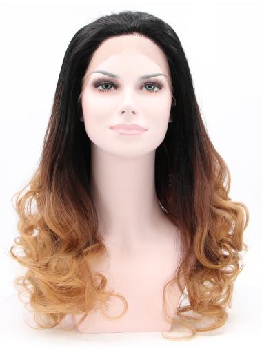 Comfortable 23 Inches Without Bangs Colorful Curly Lace Front Wigs