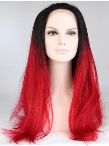 Straight Colorful Synthetic Wigs Lace Front Without Bangs