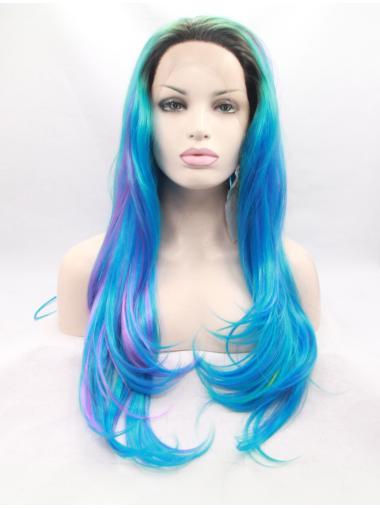 No-Fuss 29 Inches Layered Colorful Wavy Lace Front Wigs