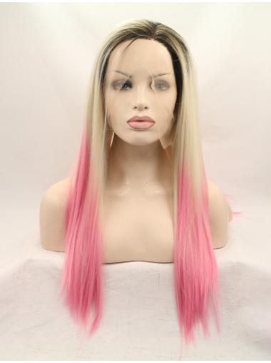 22 Inches Straight Colorful Synthetic Lace Front Wigs Without Bangs