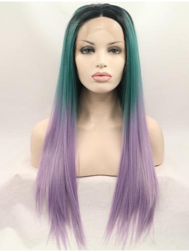 Good 26 Inches Without Bangs Straight Colorful Wigs Lace Front