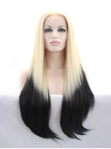 Synthetic 30 Inches Colorful Natural Looking Lace Front Wig