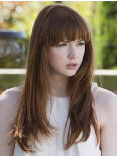 18" Straight Brown With Bangs Modern Karen Gillan Wigs