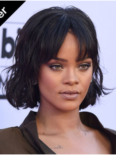 Black Bobs Chin Length Designed Rihanna Custom Celebrity Wigs