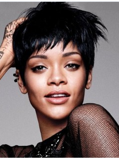 Black Boycuts Cropped Sleek Rihanna Celebritys Wear Wigs