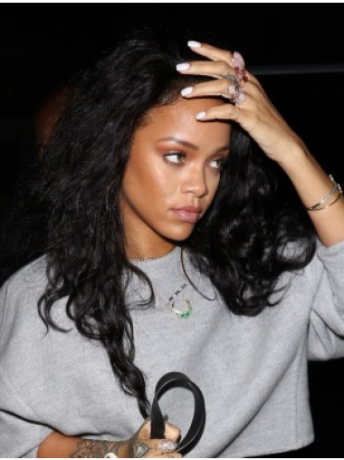 Without Bangs Curly Long Hairstyles Rihanna Black Celebrity Wig Lines
