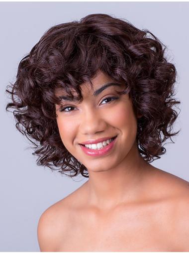 11 Inches Curly Brown Lace Front Synthetic Wigs