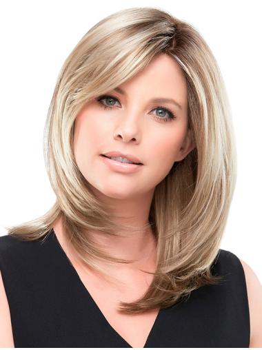 100% Hand-Tied Blonde Shoulder Length Celebrity Inspired Lace Wigs