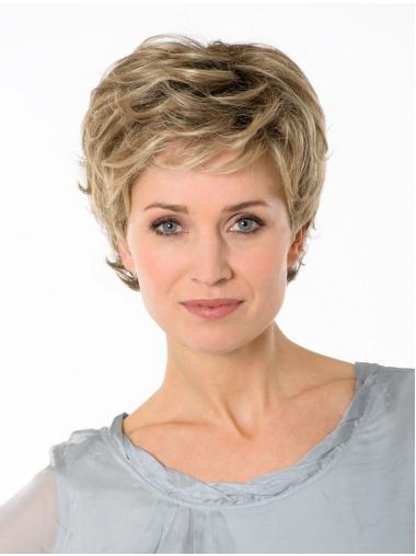 Blonde Boycuts 7 Inches Designed Short Wavy Synthetic Wigs