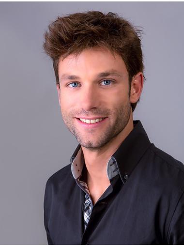 Straight 4 Inches Short Synthetic Mens Natural Wig