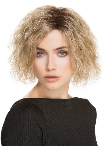 Cheapest Without Bangs Blonde Curly Medium Lenght Wig