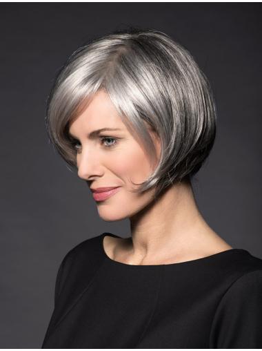 Fashion Short 8 Inches Straight Grey Hair Wigs Lace Front