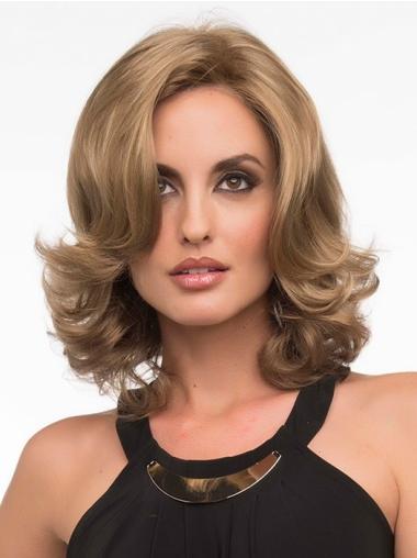 Shoulder Length Wavy Classic Synthetic Monofilament Wigs