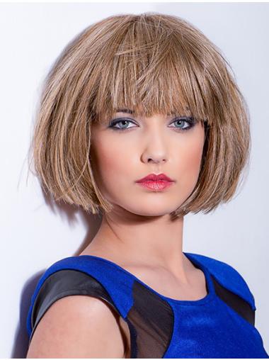 Synthetic Chin Length Bobs Auburn 8 Inches Hand Made Wigs